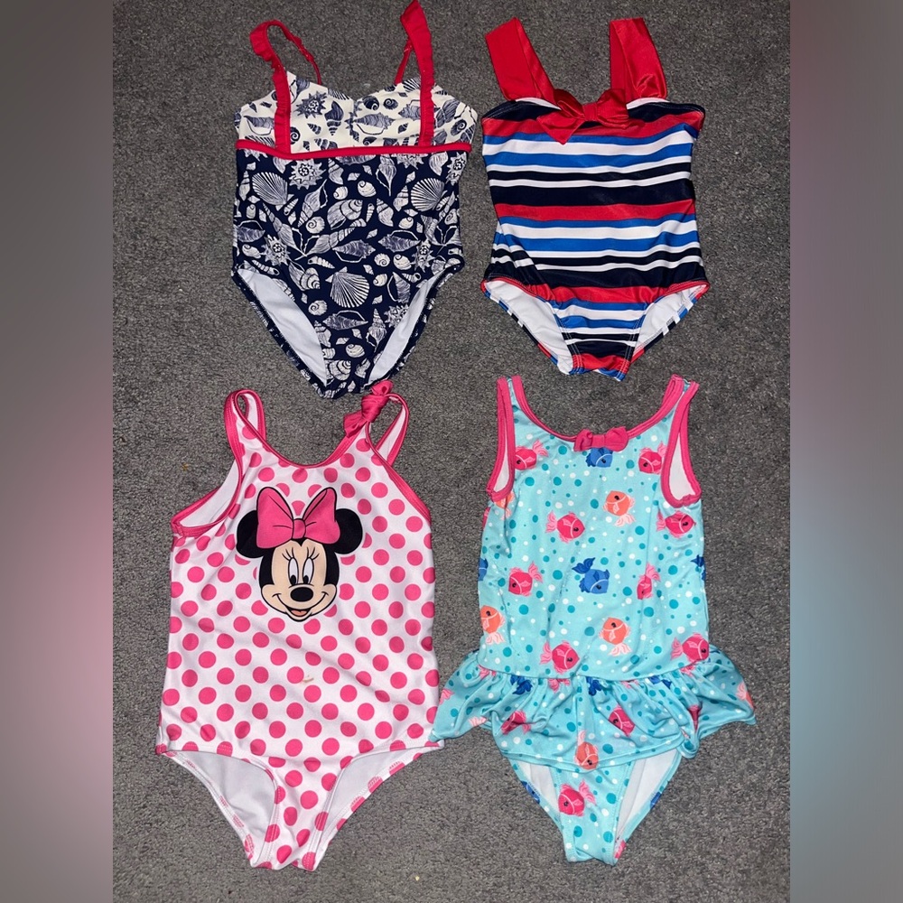 Girls 4T One-Piece Swimsuit Lot – 4 Pc | Disney, Gymboree, Tommy Bahama